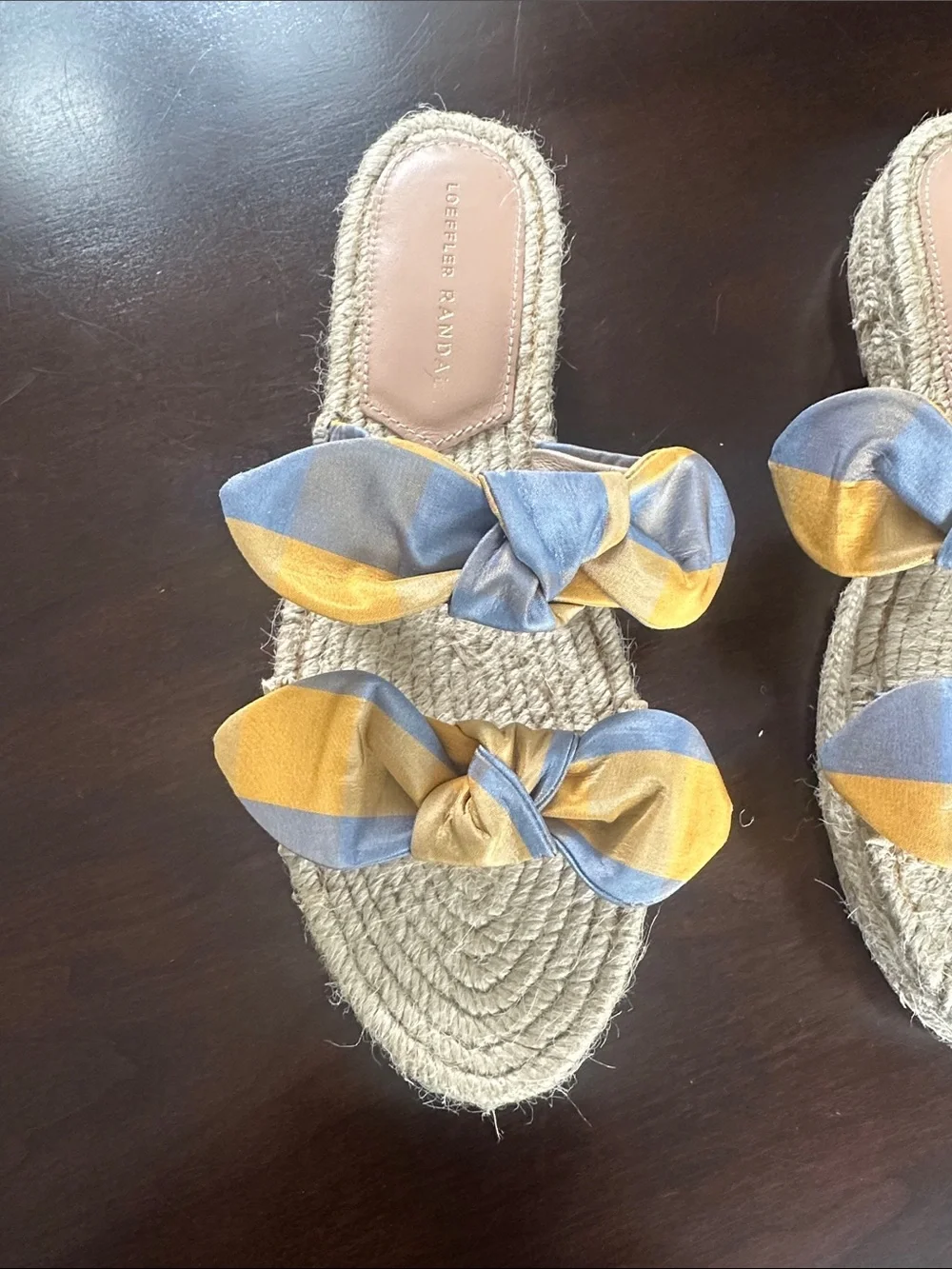Loeffler Randall Daisy Bow Espadrille Slip-On Sandals Slides Size 7.5 (Eu 38)